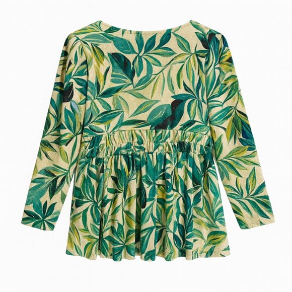 TORRID Tropical Leaf Print Smocked Peplum Blouse - Size Large - Picture 2 of 7